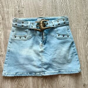 Y2K Cowgirl Denim Mini Skirt w Western Buckle Belt – Fashion Nova